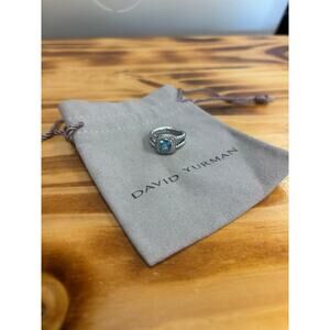 David Yurman Petite Albion Ring Blue Topaz and Diamonds